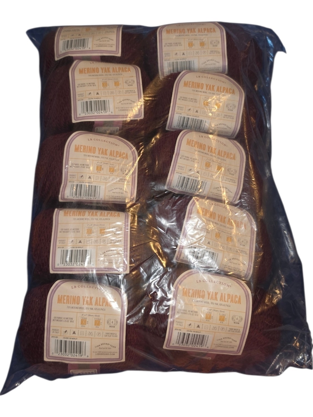 Lion Brand LB Collection Merino Yak Alpaca Merlot Yarn Lot of 10 Luxury Wool